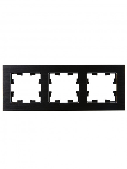 IEK BRITE Рамка 3 -местная РУ-3-1-БрЧ металл черный , BR-M32-M-K02