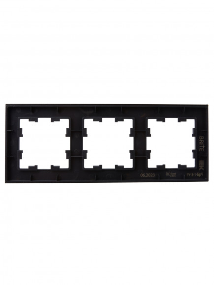 IEK BRITE Рамка 3 -местная РУ-3-1-БрЧ металл черный , BR-M32-M-K02