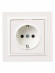 IEK BRITE Розетка 1-местная с заземлением с защитными шторками 16А в сборе РСР14-1-0-БрЖ жемчуг , BR-R14-16-K36-F