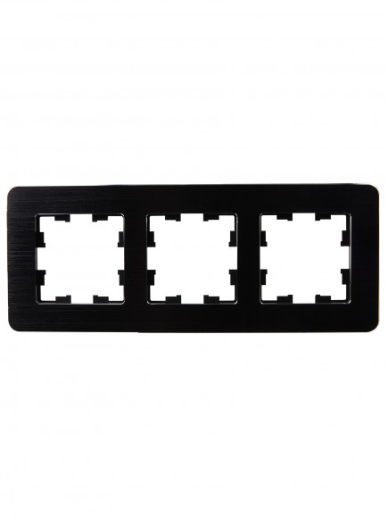 IEK BRITE Рамка 3-местная РУ-3-1-Бр металл черный RE AL IEK, BR-M32-M-21-K02