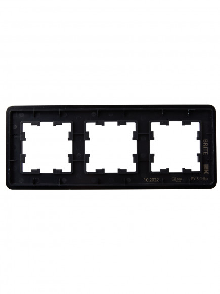 IEK BRITE Рамка 3-местная РУ-3-1-Бр металл черный RE AL IEK, BR-M32-M-21-K02