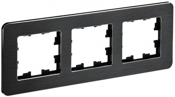 IEK BRITE Рамка 3-местная РУ-3-1-Бр металл черный RE AL IEK, BR-M32-M-21-K02