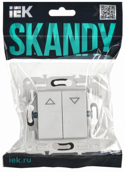 IEK SKANDY Выключатель жалюзи 10А SK-V12W арктический белый , SK-V15-0-10-K01