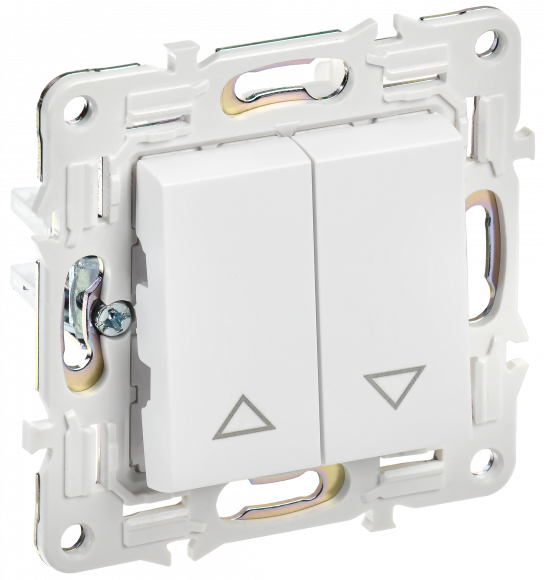 IEK SKANDY Выключатель жалюзи 10А SK-V12W арктический белый , SK-V15-0-10-K01