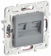 SKANDY Розетка компьютерная двойная RJ45 кат.6 SK-K04Gr серый , SK-K20-2-K03