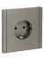 IEK FORTE&PIANO Розетка 1-местная с заземлением с защитными шторками безвинтовое крепление 16А FP513 сталь , FP-R14-16-1-K46