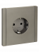 IEK FORTE&PIANO Розетка 1-местная с заземлением с защитными шторками безвинтовое крепление 16А FP513 сталь , FP-R14-16-1-K46