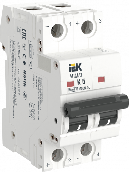 IEK ARMAT Автоматический выключатель M06N-DC 2P K 5А IEK, AR-M06N-2-K005DC
