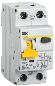 KARAT Автоматический выключатель дифференциального тока АВДТ 32 B25 10мА тип A IEK, MAD22-5-025-B-10