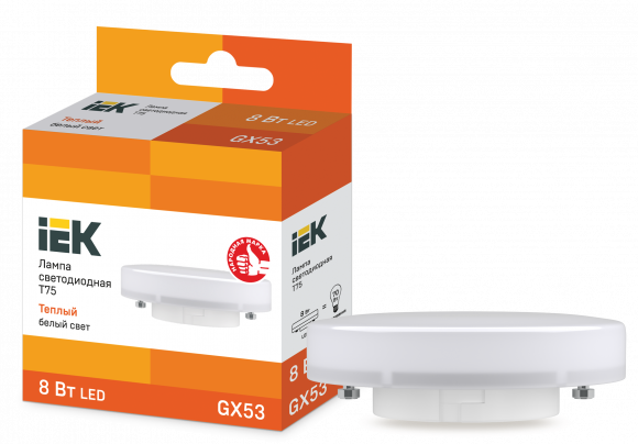 IEK Лампа светодиодная T75 таблетка 8Вт 230В 3000К GX53 IEK, LLE-T80-8-230-30-GX53