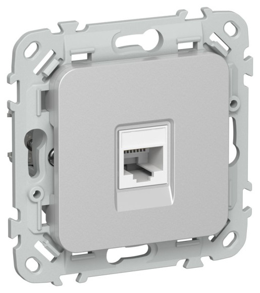 IEK FLITE Розетка компьютерная RJ45 категория 5Е UTP РК5е-1-0-ФлА алюминий IEK, FI-K12-1-K47