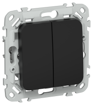 FLITE Выключатель 2-клавишный кнопочный 10А ВС12-2-0-ФлЧ черный IEK, FI-V24-0-10-1-K02