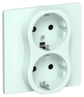 FLITE Розетка 2-местная с заземлением без защитных шторок 16А РС12-0-К-ФлХЛ холодный лед IEK, FI-R21C-16-K94