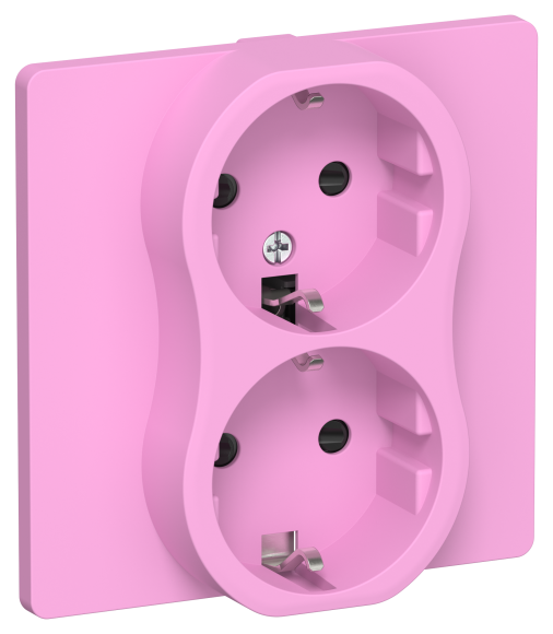 IEK FLITE Розетка 2-местная с заземлением с защитными шторками безвинтовое крепление 16А РСш12-1-К-ФлПр пурпурный IEK, FI-R24C-16-1-K99