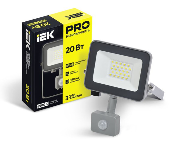 IEK Прожектор СДО 07-20Д светодиодный серый с ДД IP54 IEK, LPDO702-20-K03