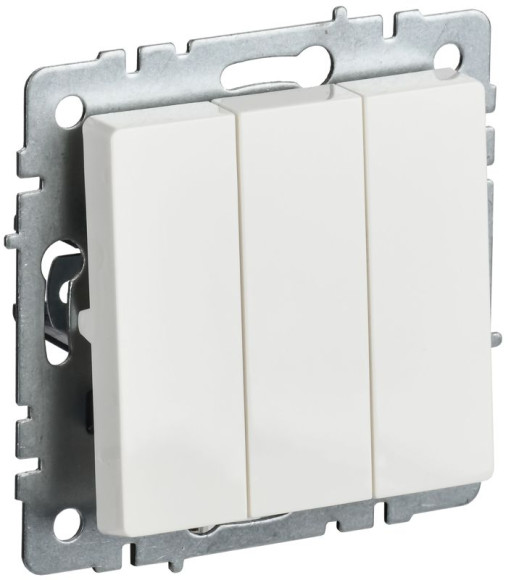 IEK BRITE Выключатель 3-клавишный 10А ВС10-3-0-БрБ белый, BR-V30-0-10-K01-PRO