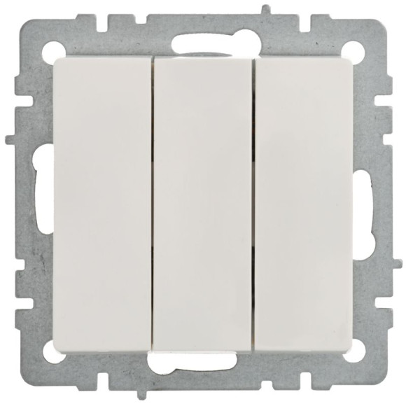 IEK BRITE Выключатель 3-клавишный 10А ВС10-3-0-БрБ белый, BR-V30-0-10-K01-PRO