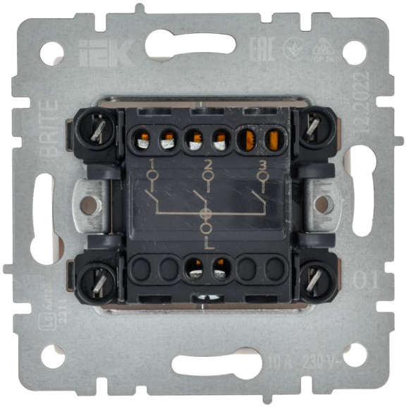 IEK BRITE Выключатель 3-клавишный 10А ВС10-3-0-БрБ белый, BR-V30-0-10-K01-PRO