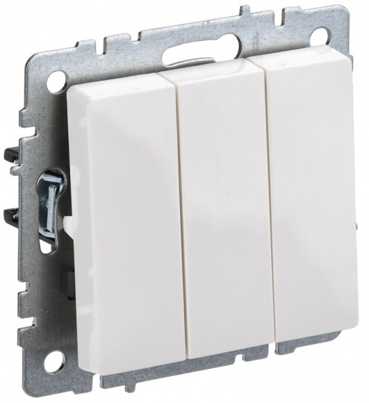 IEK BRITE Выключатель 3-клавишный 10А ВС10-3-0-БрБ белый, BR-V30-0-10-K01-PRO