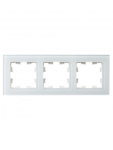 IEK BRITE Рамка 3 -местная РУ-3-2-БрБ стекло белый , BR-M32-G-K01
