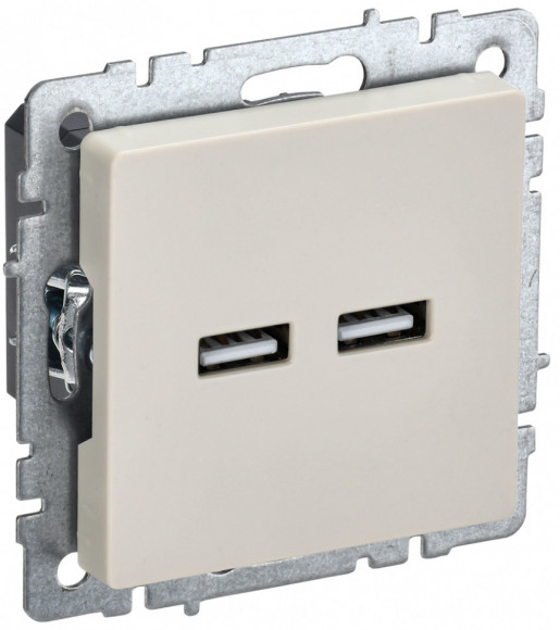 IEK BRITE Розетка USB A+A 5В 3,1А РЮ10-1-БрКр бежевый IEK, BR-U21-D31-K10