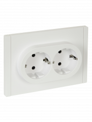 FORTE&PIANO Розетка 2-местная с заземлением с защитными шторками безвинтовое крепление 16А FP223 белый , FP-R24-16-1-K01