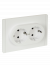 IEK FORTE&PIANO Розетка 2-местная с заземлением с защитными шторками безвинтовое крепление 16А FP223 белый , FP-R24-16-1-K01