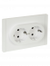 IEK FORTE&PIANO Розетка 2-местная с заземлением с защитными шторками безвинтовое крепление 16А FP223 белый , FP-R24-16-1-K01