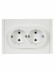 IEK FORTE&PIANO Розетка 2-местная с заземлением с защитными шторками безвинтовое крепление 16А FP223 белый , FP-R24-16-1-K01