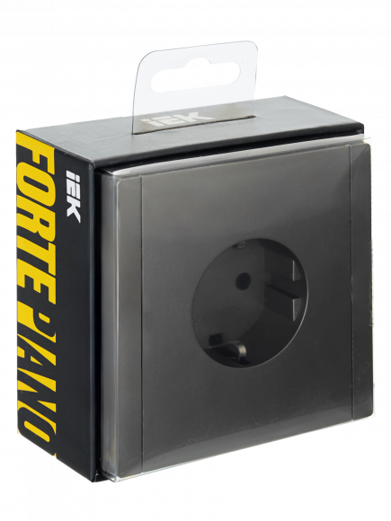IEK FORTE&PIANO Розетка 1-местная с заземлением с защитными шторками винтовое крепление 16А FP515 сталь , FP-R14-16-K46