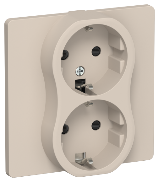 IEK FLITE Розетка 2-местная с заземлением с защитными шторками безвинтовое крепление 16А РСш12-1-К-ФлЛ льняной IEK, FI-R24C-16-1-K88