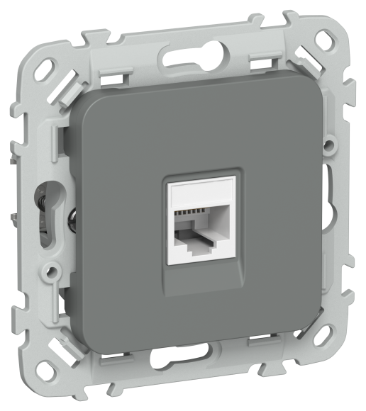 IEK FLITE Розетка компьютерная RJ45 категория 6 UTP РК6-1-0-ФлМА мокрый асфальт IEK, FI-K12-2-K80