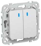 FLITE Выключатель 2-клавишный с индикацией 10А ВС12-1-1-ФлЖ жемчуг IEK, FI-V20-1-10-1-K36