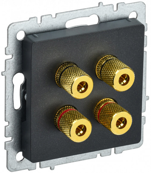 IEK BRITE Аудиорозетка 4-местная РА10-БрЧ черный IEK, BR-S40-K02