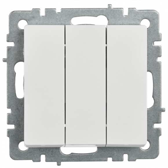 IEK BRITE Выключатель 3-клавишный 10А ВС10-3-0-БрБ белый , BR-V30-0-10-K01