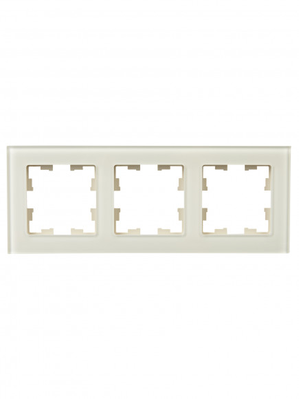 IEK BRITE Рамка 3 -местная РУ-3-2-БрВа стекло ванильный , BR-M32-G-K10