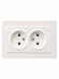 IEK BRITE Розетка 2-местная без заземления с защитными шторками 10А в сборе РСш12-2-БрЖ жемчуг , BR-R23-10-K36-F