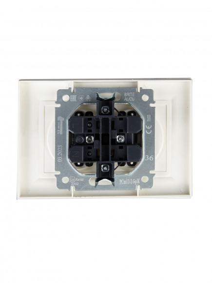 IEK BRITE Розетка 2-местная без заземления с защитными шторками 10А в сборе РСш12-2-БрЖ жемчуг , BR-R23-10-K36-F