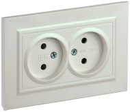 BRITE Розетка 2-местная без заземления с защитными шторками 10А в сборе РСш12-2-БрЖ жемчуг , BR-R23-10-K36-F