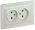 IEK BRITE Розетка 2-местная без заземления с защитными шторками 10А в сборе РСш12-2-БрЖ жемчуг , BR-R23-10-K36-F