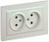 IEK BRITE Розетка 2-местная без заземления с защитными шторками 10А в сборе РСш12-2-БрЖ жемчуг , BR-R23-10-K36-F