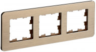 BRITE Рамка 3-местная РУ-3-1-Бр металл шампань RE AL IEK, BR-M32-M-21-K37 BRITE Рамка 3-местная РУ-3-1-Бр металл шампань RE AL IEK, BR-M32-M-21-K37