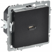 BRITE Розетка USB C 65Вт высокоскоростная зарядка РЮ12-1-БрЧ черный IEK, BR-U13-065-K02