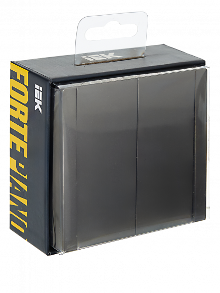 IEK FORTE&PIANO Выключатель 2-клавишный 10А FP505 сталь , FP-V20-0-10-1-K46