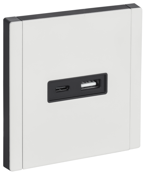 IEK FORTE&PIANO Розетка USB A+C 3,1А FP250M металл белый IEK, FP-U22-D31-M-K01