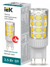 Лампа светодиодная CORN капсула 3,5Вт 230В 4000К керамика G9 IEK, LLE-CORN-4-230-40-G9 Лампа светодиодная CORN капсула 3,5Вт 230В 4000К керамика G9 IEK, LLE-CORN-4-230-40-G9