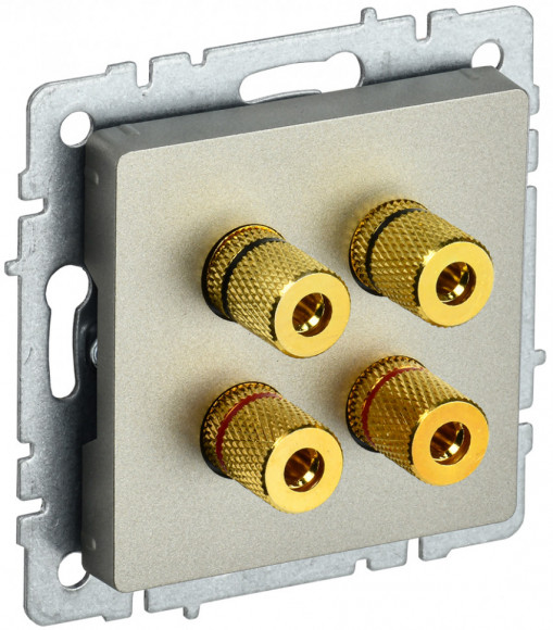 IEK BRITE Аудиорозетка 4-местная РА10-БрШ шампань IEK, BR-S40-K37