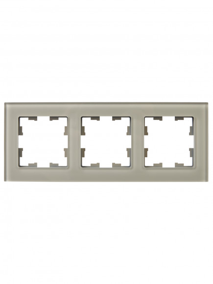 IEK BRITE Рамка 3 -местная РУ-3-2-БрД стекло дымчатый , BR-M32-G-K30