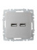 IEK BRITE Розетка USB A+A 5В 3,1А РЮ10-1-БрС сталь , BR-U21-D31-K46