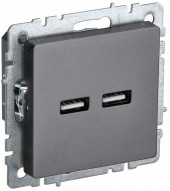 BRITE Розетка USB A+A 5В 3,1А РЮ10-1-БрС сталь IEK, BR-U21-D31-K46